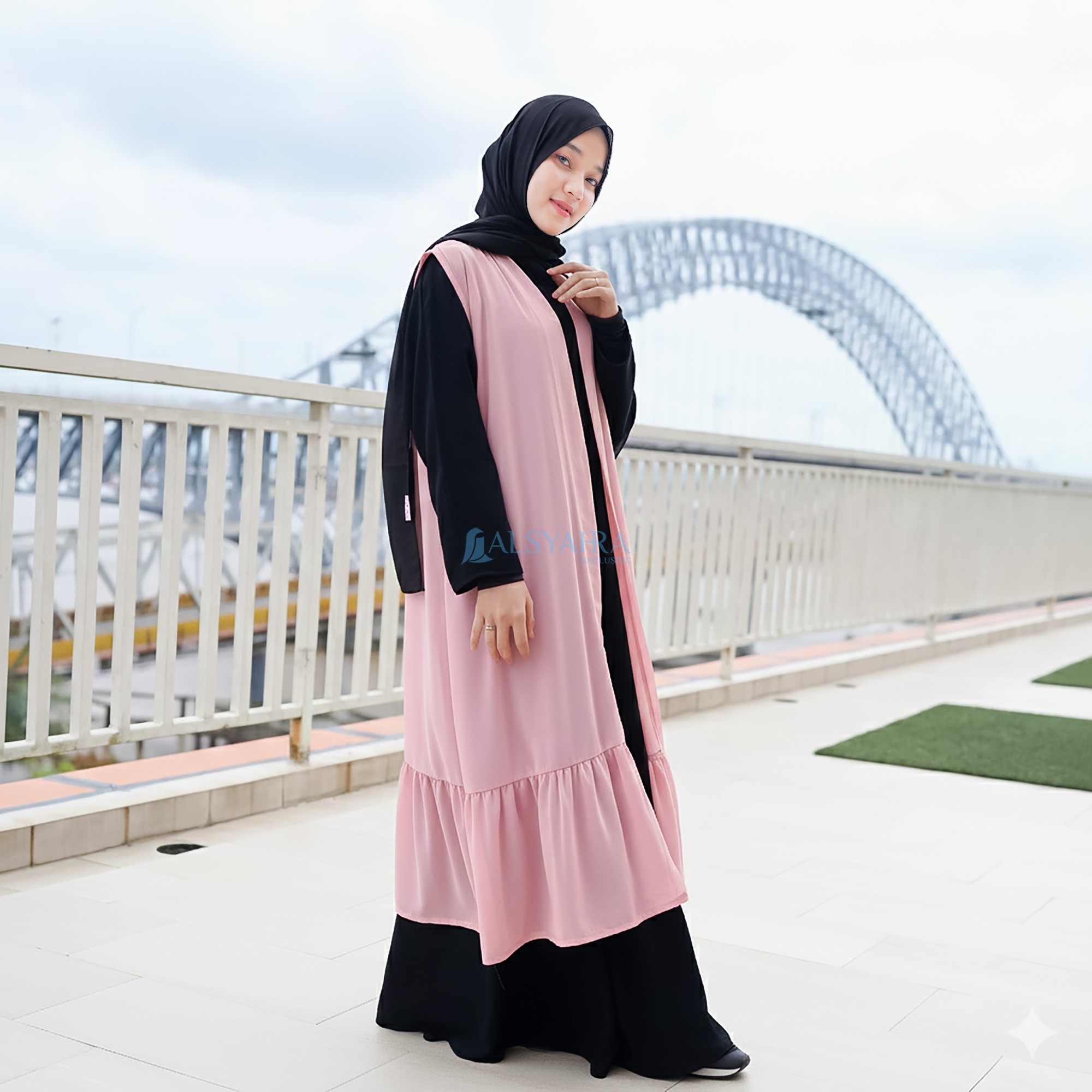 Alsyahra Exclusive - Long Outer Syari Cardigan Wrinkle Ajniha Sifon Cerutti Permium