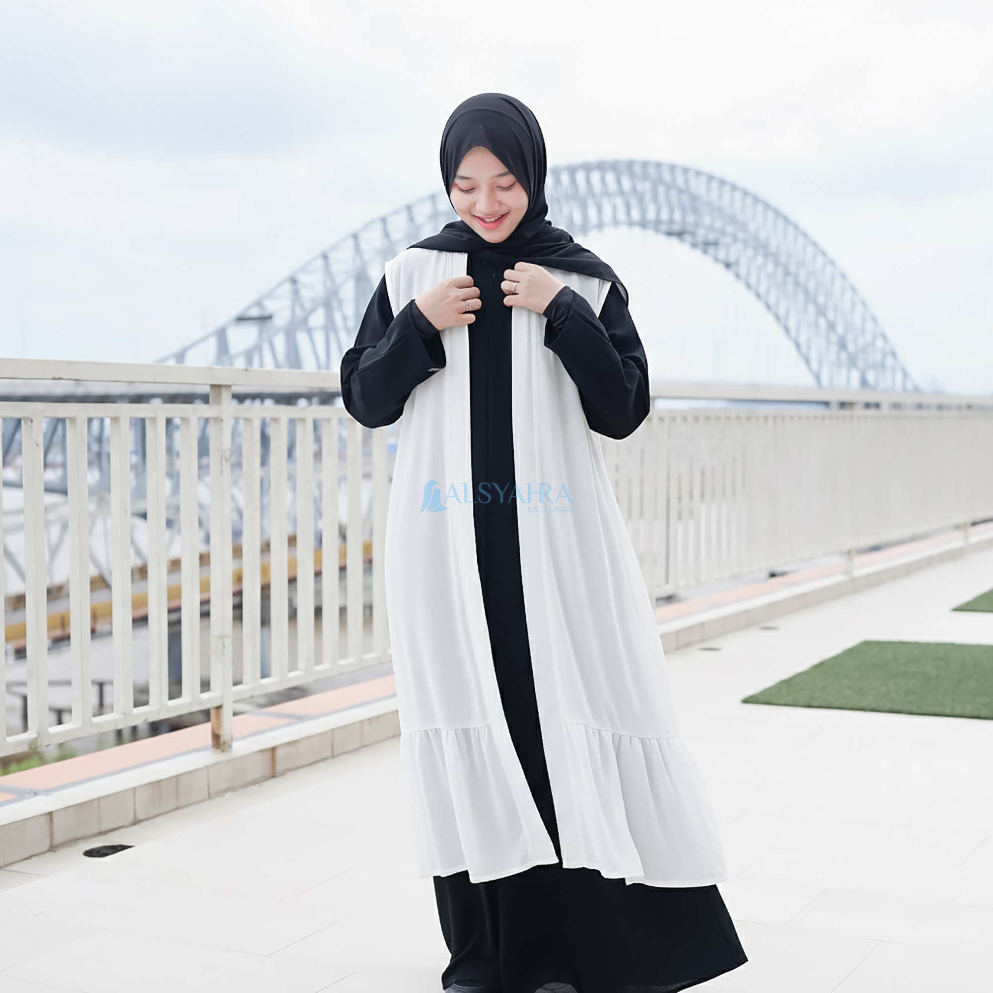 Alsyahra Exclusive - Long Outer Syari Cardigan Wrinkle Ajniha Sifon Cerutti Permium