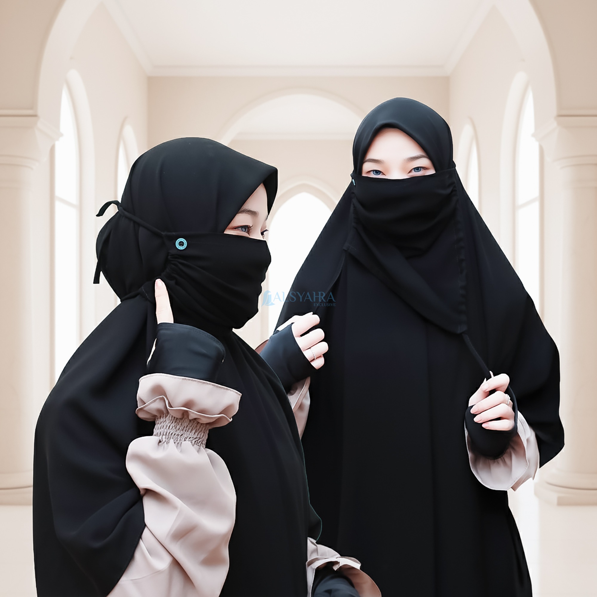 Alsyahra Exclusive - Masdar Masker Cadar Raudhah Multifungsi Soft Jetblack