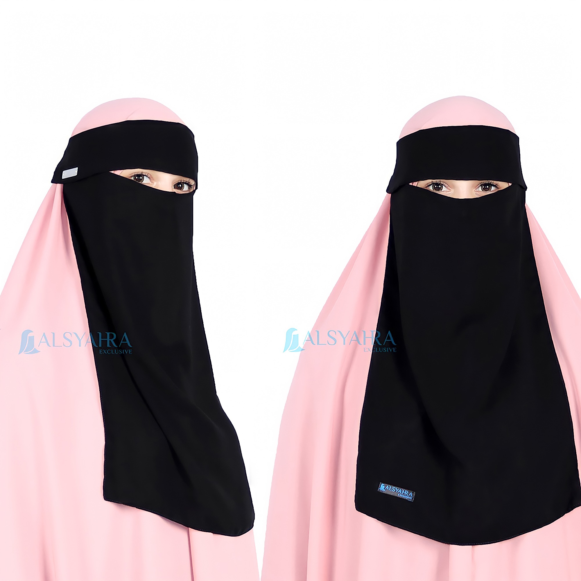 Alsyahra Exclusive - Niqab Poni Sifon Silk Jetblack Arab