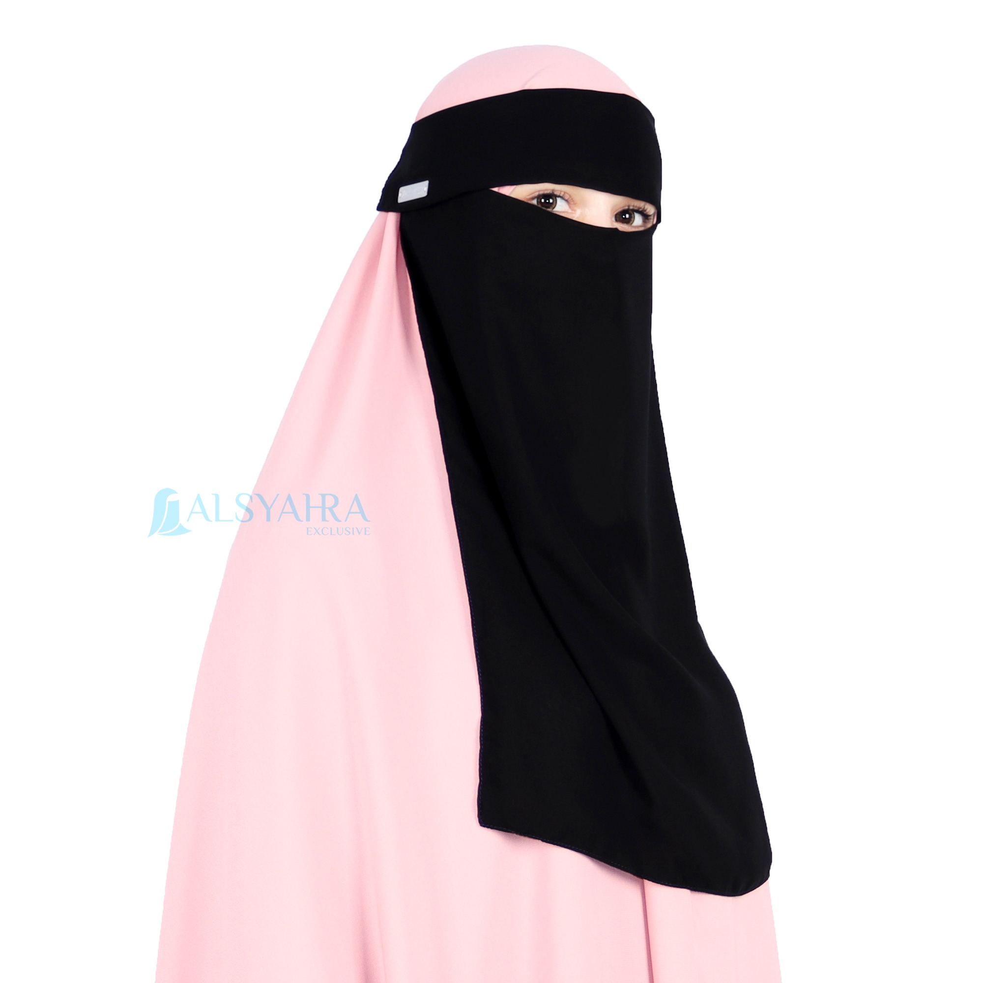 Alsyahra Exclusive - Niqab Poni Sifon Silk Jetblack Arab