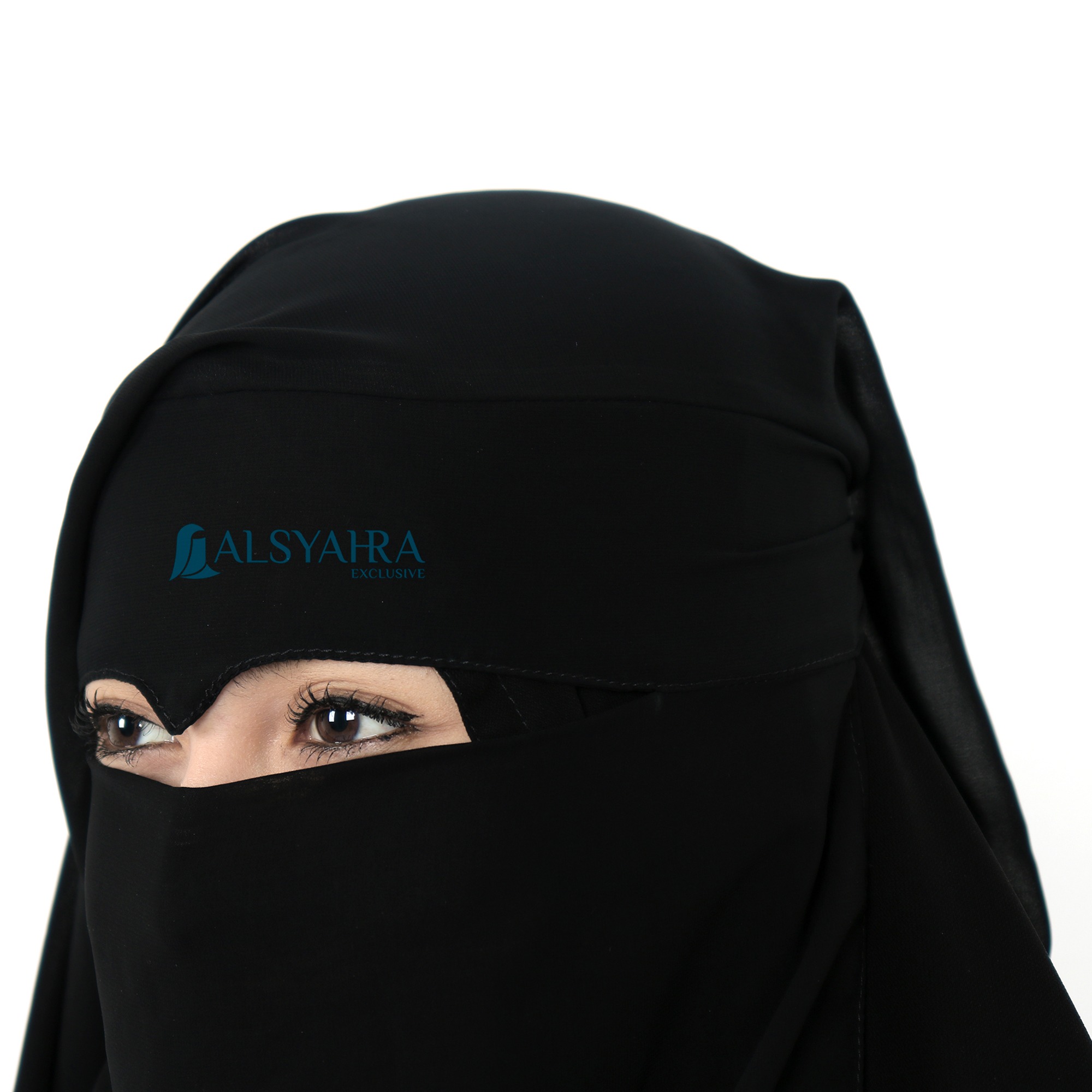 Alsyahra Exclusive - Niqab Yaman Eagle Eye Sifon Silk Jetblack
