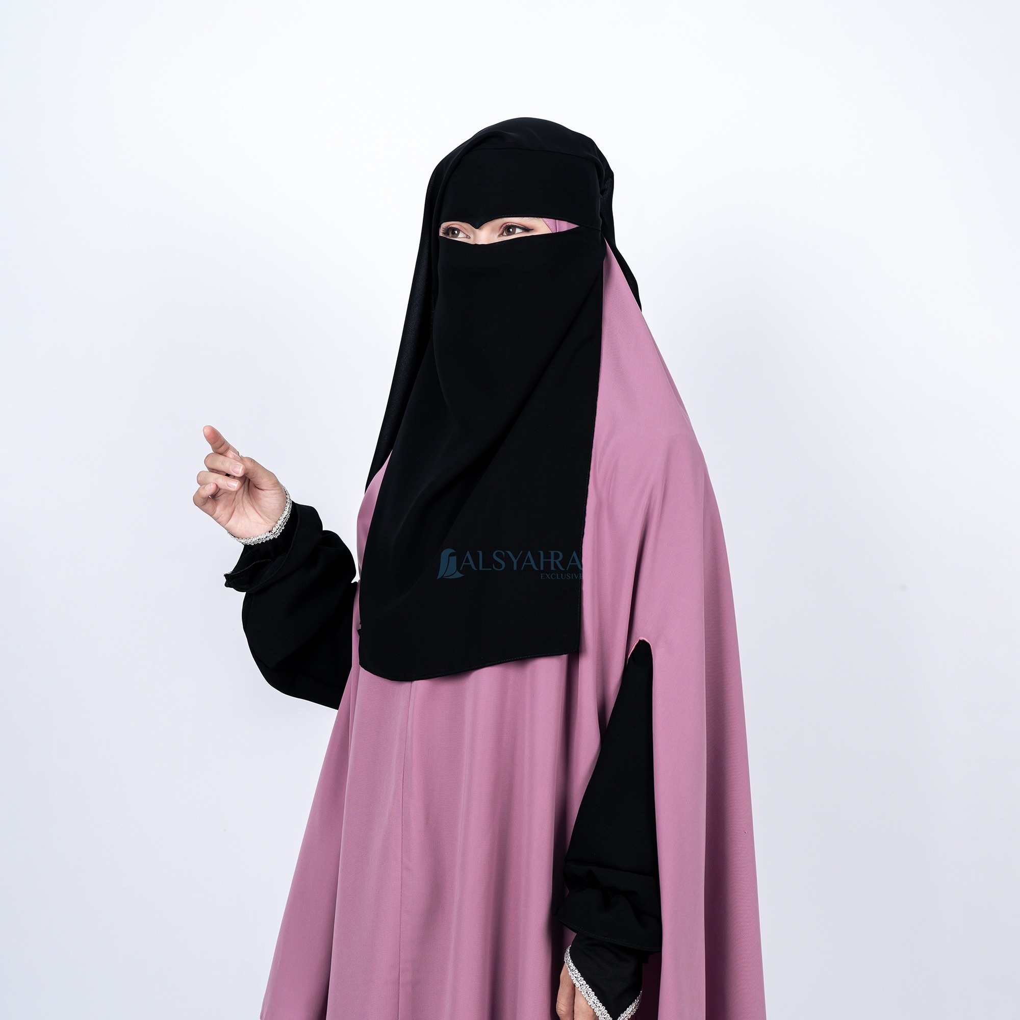 Alsyahra Exclusive - Niqab Yaman Eagle Eye Sifon Silk Jetblack