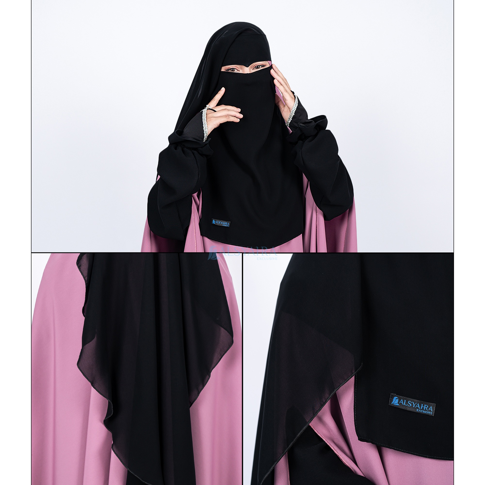 Alsyahra Exclusive - Niqab Yaman Eagle Eye Sifon Silk Jetblack