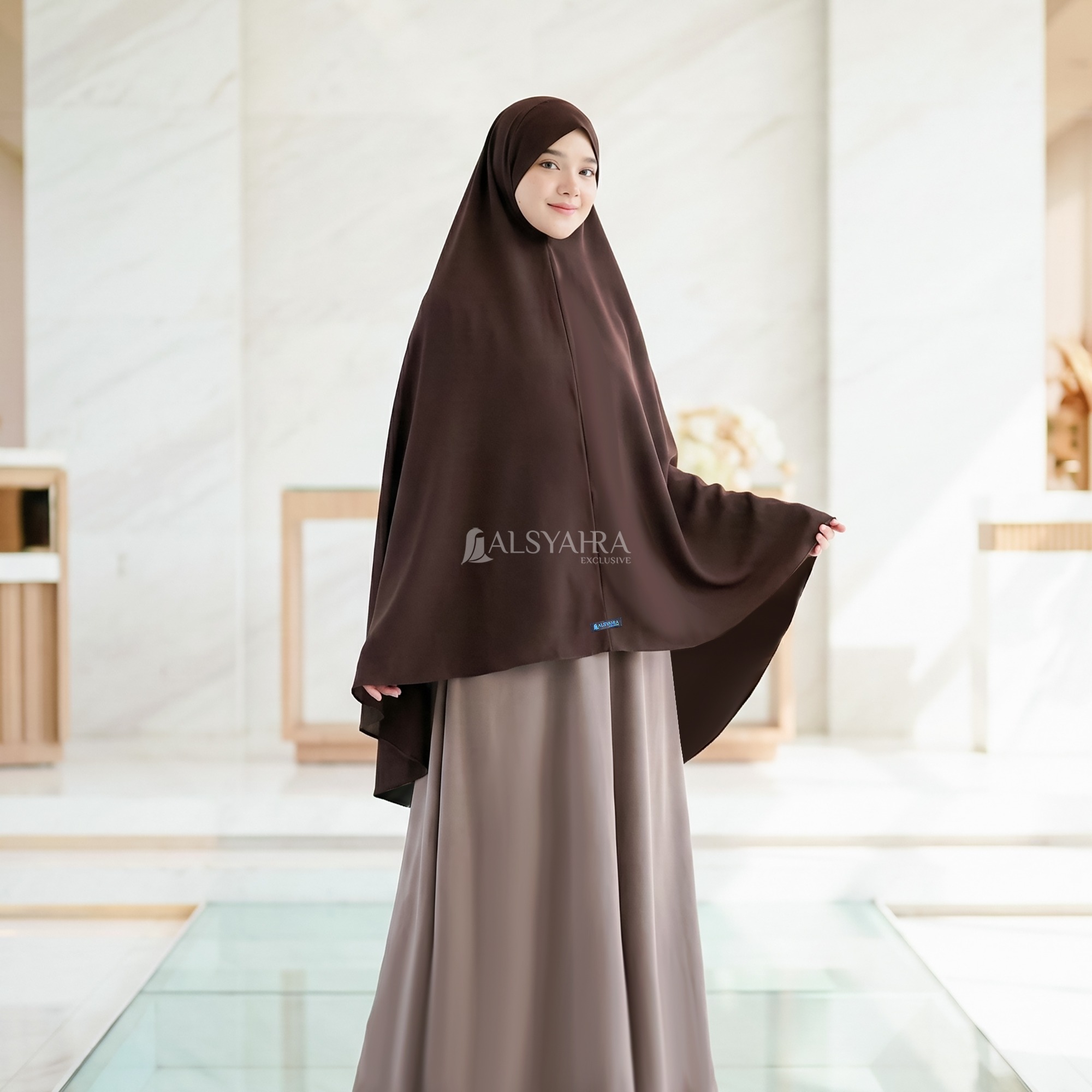 Alsyahra Exclusive - Set Khiban Khimar Bandana Cadar Tali FZ Premium Size XL