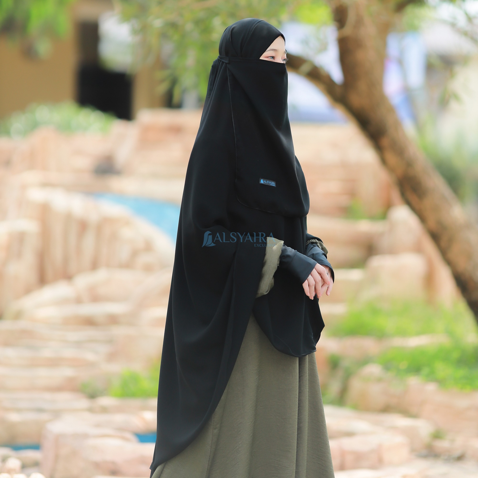 Alsyahra Exclusive - Set Khiban Khimar Bandana Cadar Tali FZ Premium Size XL