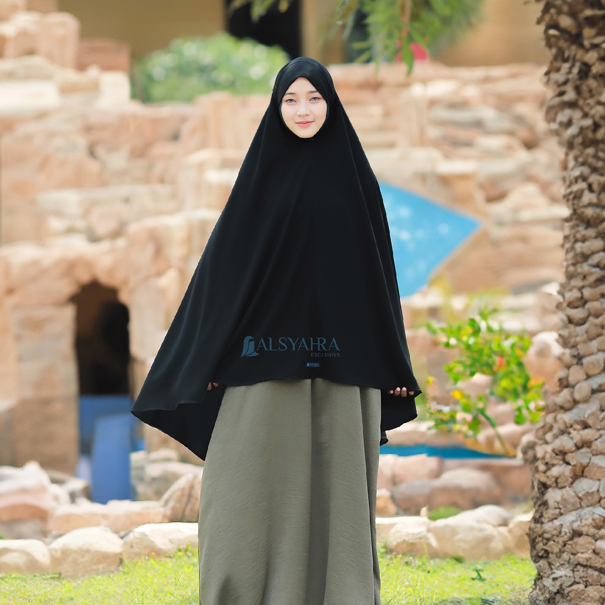 Alsyahra Exclusive - Set Khiban Khimar Bandana Cadar Tali FZ Premium Size XL