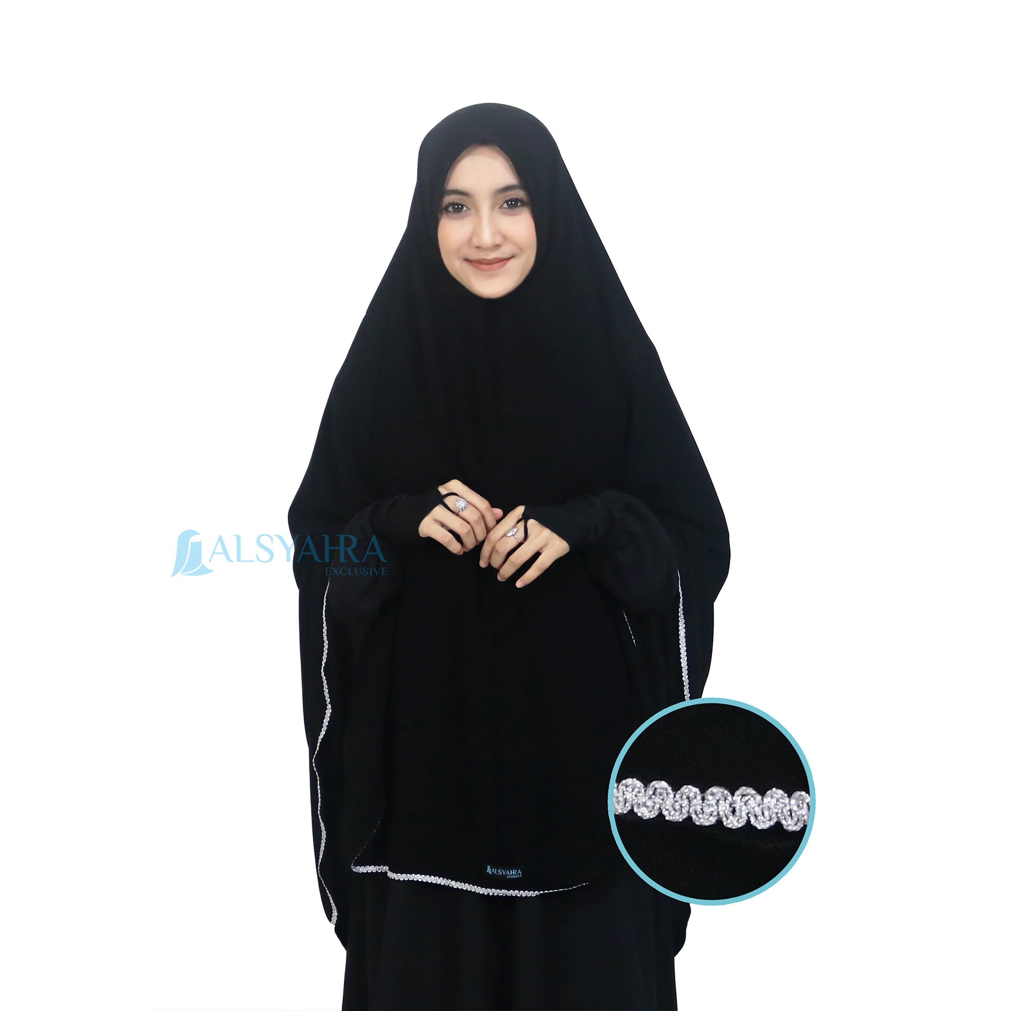 Alsyahra Exclusive - Set Khimar Syari Niqab Bandana Huraiyah Soft Jetblack Size XL