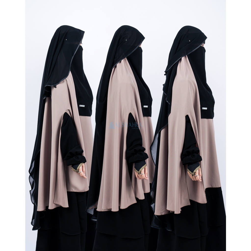 Alsyahra Exclusive - Bundling Niqab All In One Size L Sifon Silk Jetblack Arab 12 Style