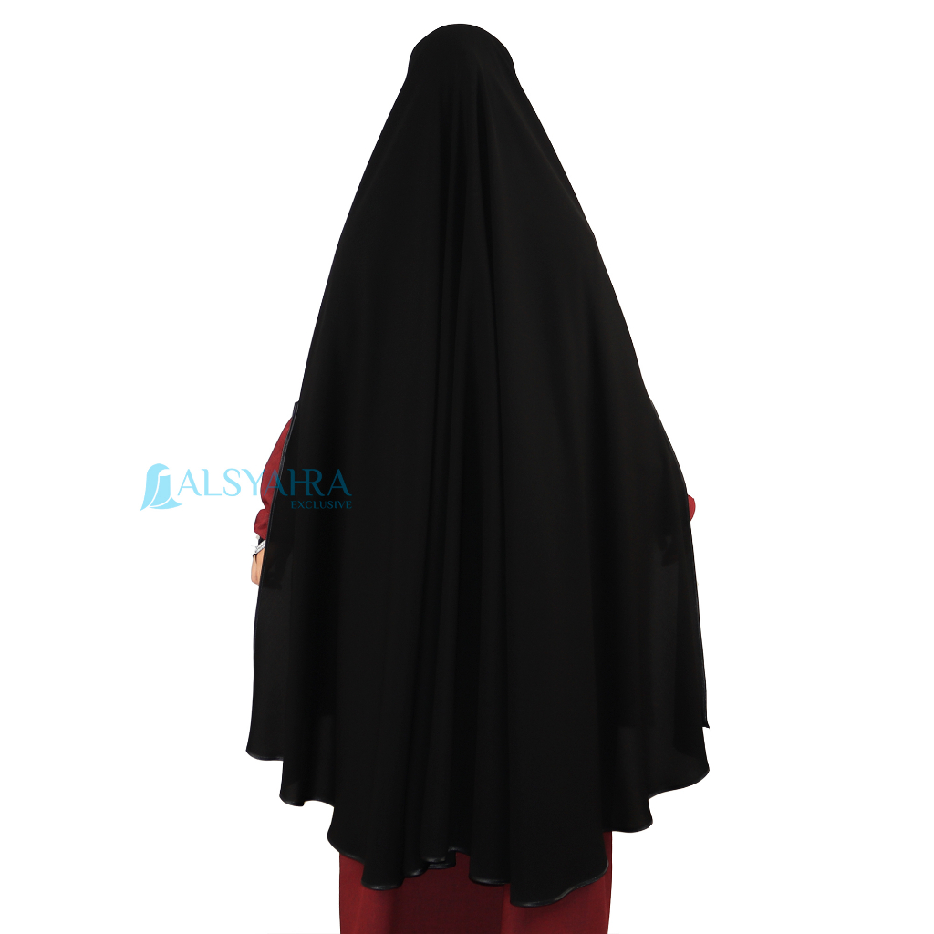 Alsyahra Exclusive - Set Khimar Syari Handsplit Bisban PAD Cadar Tali Jetblack