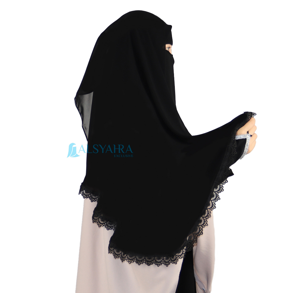 Alsyahra Exclusive - Niqab Yaman Altaj Sifon Silk Jetblack