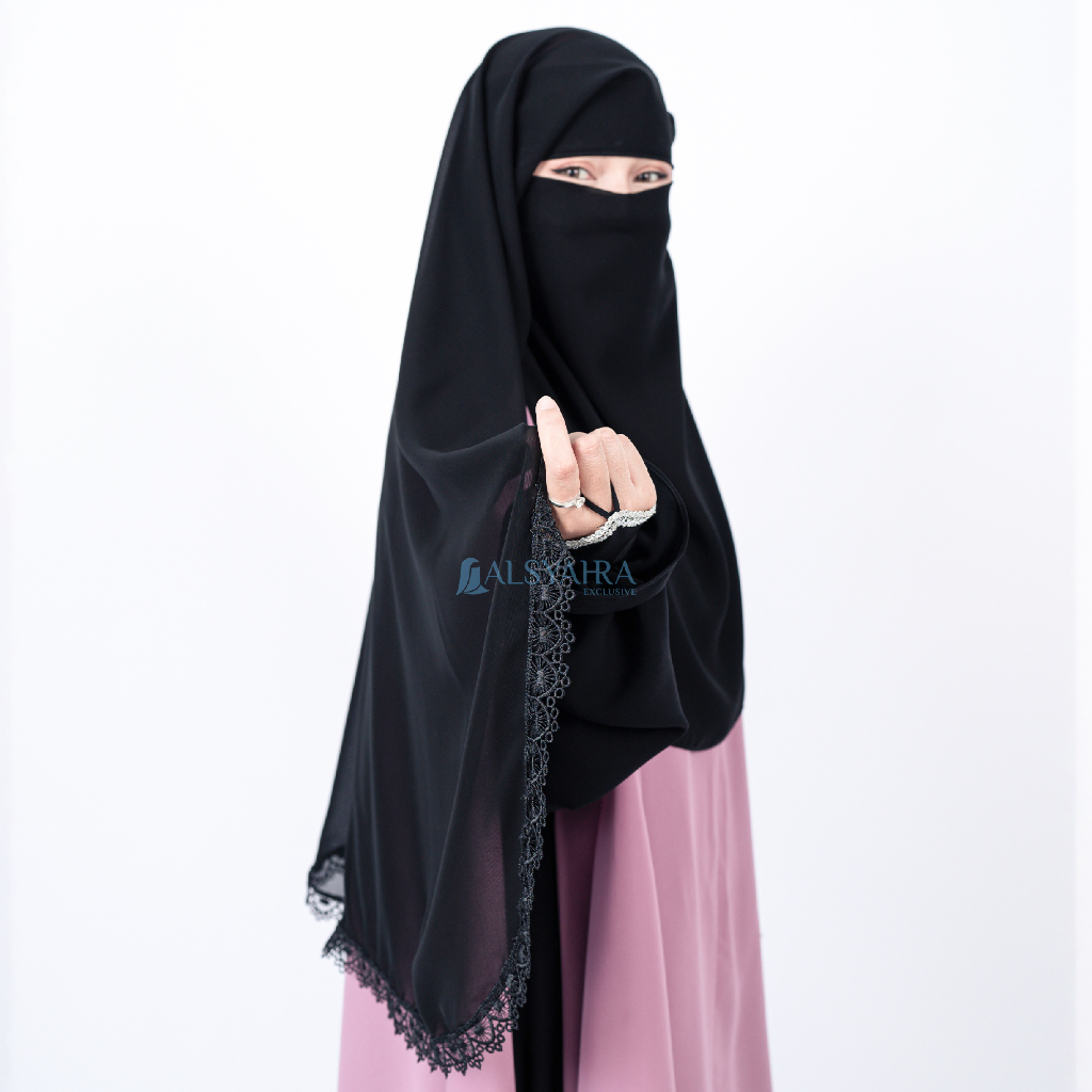 Alsyahra Exclusive - Niqab Yaman Altaj Sifon Silk Jetblack