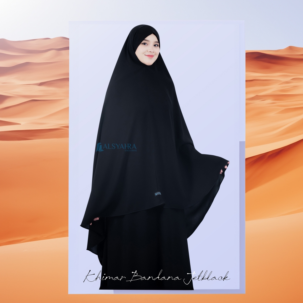 Alsyahra Exclusive - Set Khiban Khimar Bandana Syari Cadar Jetblack Size XL