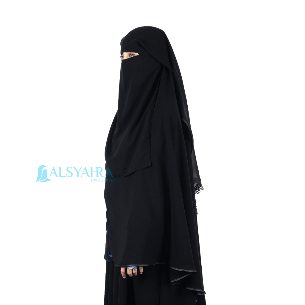 Alsyahra Exclusive - Niqab Yaman Altaj Sifon Silk Jetblack