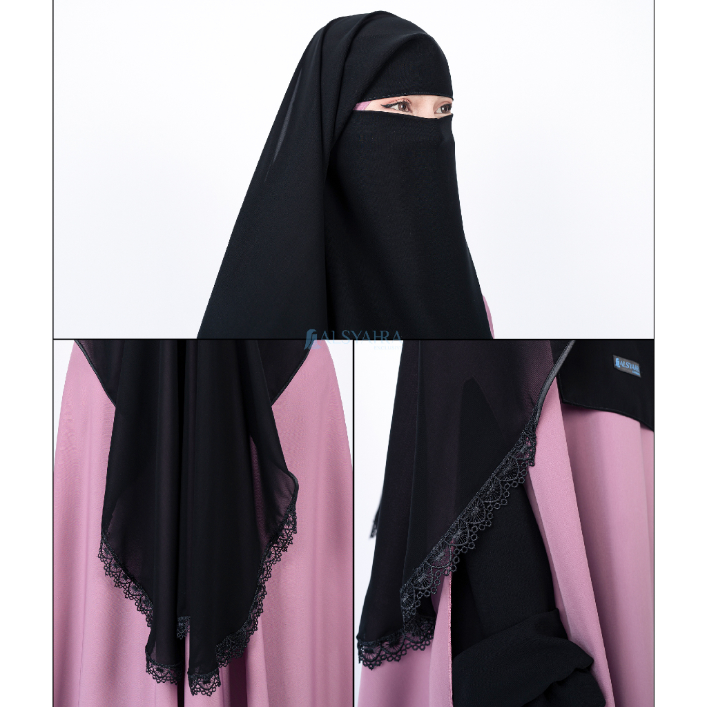 Alsyahra Exclusive - Niqab Yaman Altaj Sifon Silk Jetblack
