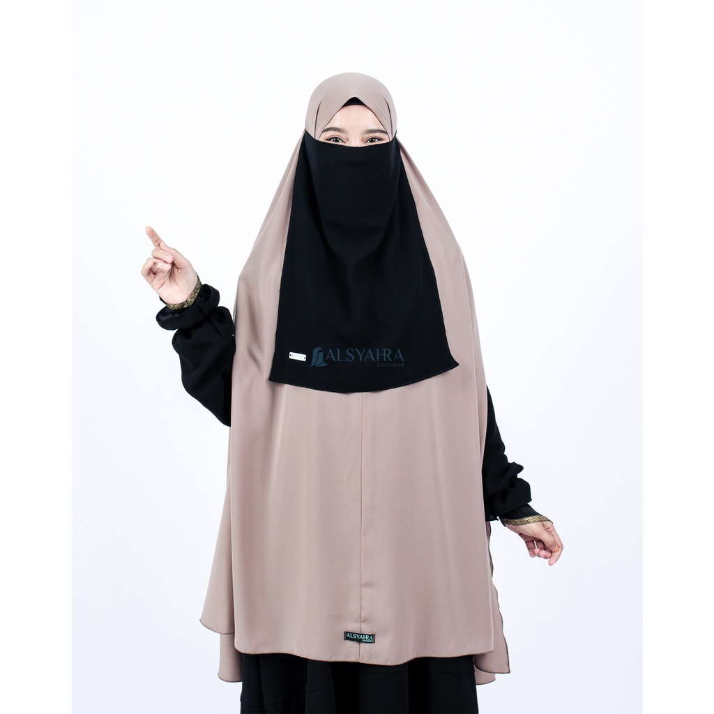 Alsyahra Exclusive - Bundling Niqab All In One Size M Sifon Silk Jetblack Arab 12 Style