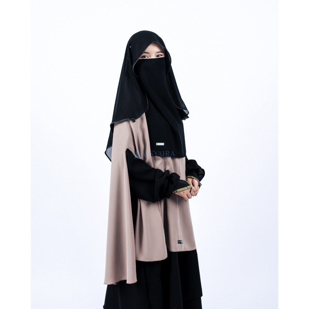 Alsyahra Exclusive - Bundling Niqab All In One Size M Sifon Silk Jetblack Arab 12 Style