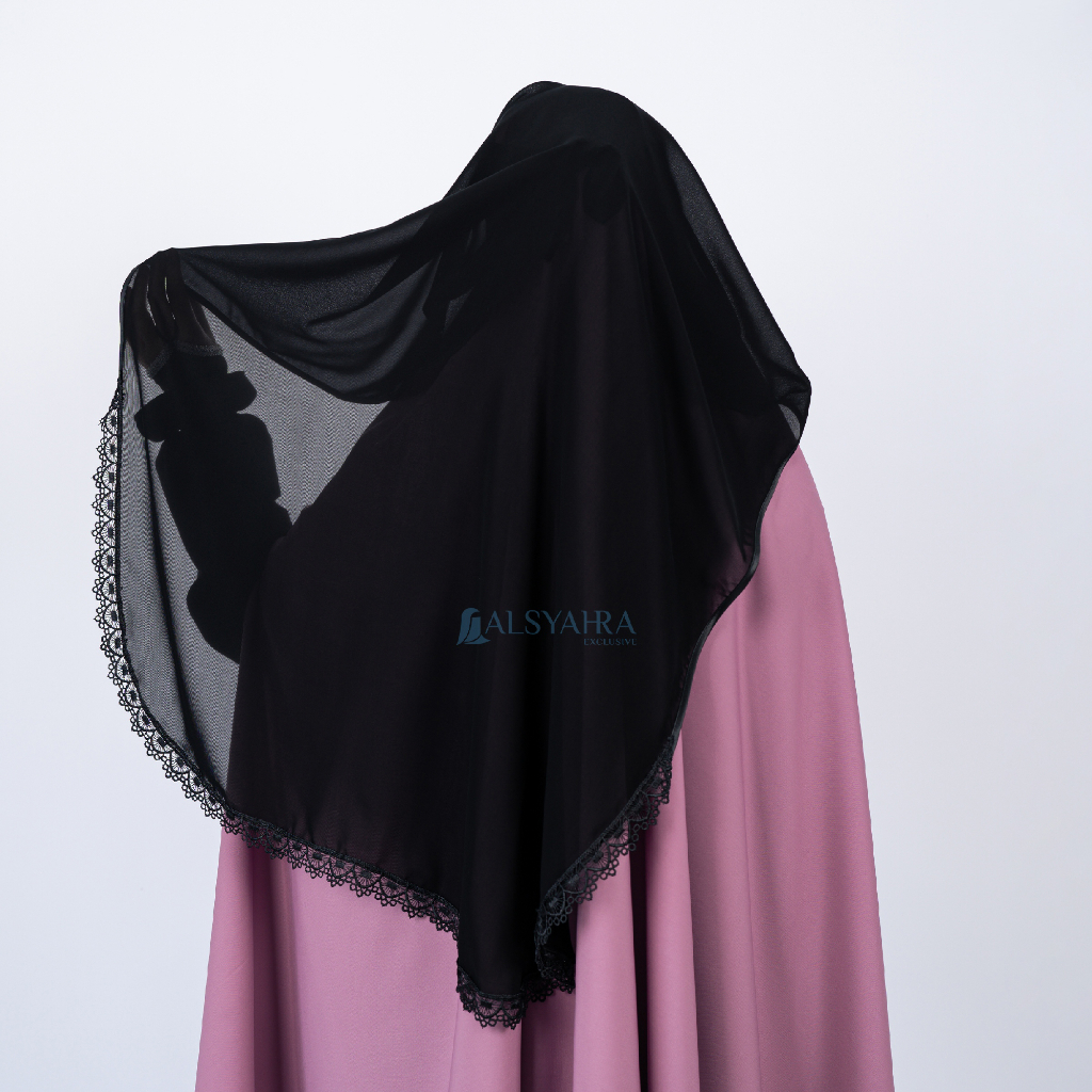 Alsyahra Exclusive - Niqab Yaman Altaj Sifon Silk Jetblack