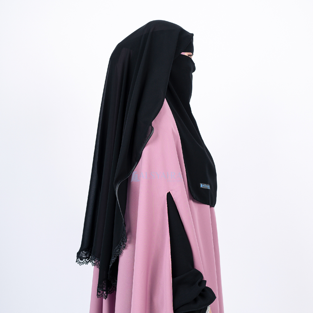Alsyahra Exclusive - Niqab Yaman Altaj Sifon Silk Jetblack