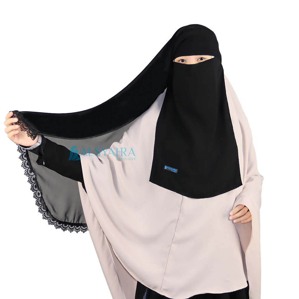 Alsyahra Exclusive - Niqab Yaman Altaj Sifon Silk Jetblack
