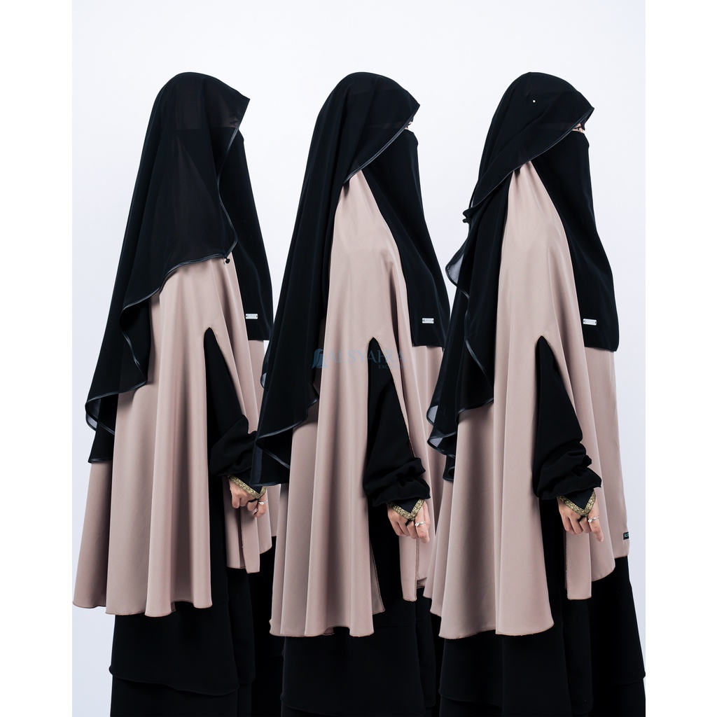 Alsyahra Exclusive - Bundling Niqab All In One Size M Sifon Silk Jetblack Arab 12 Style