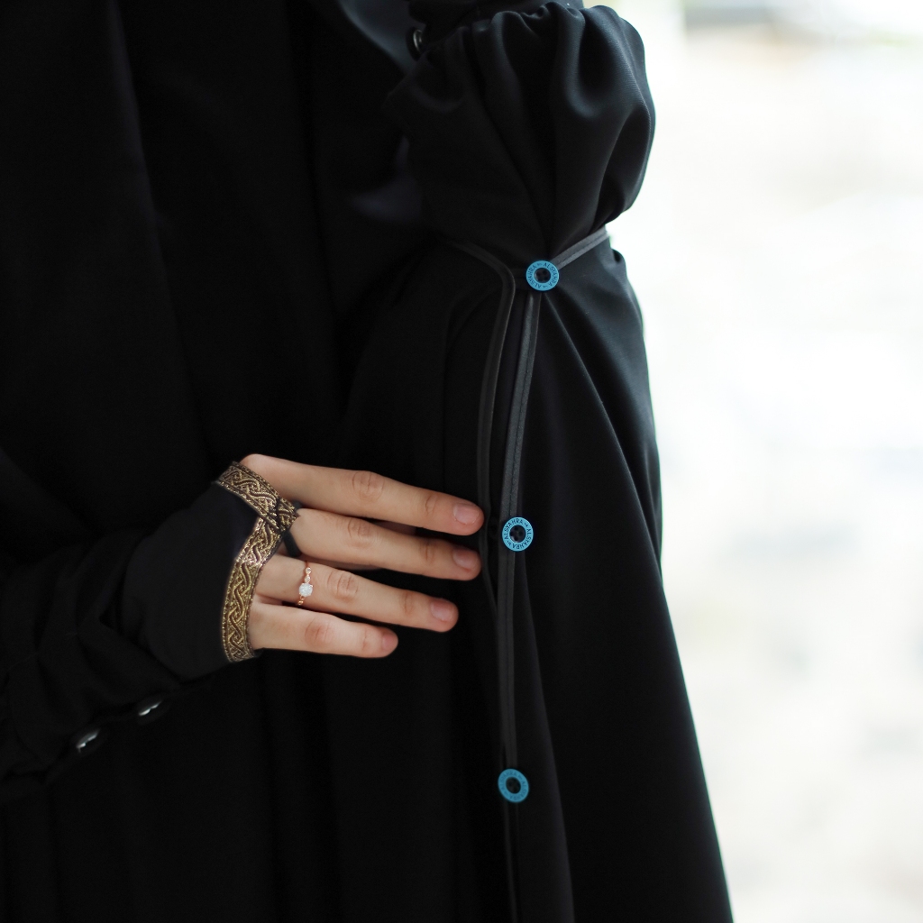 Alsyahra Exclusive - Set Long Khimar Like Mukena Handsplit Raudhah Haramain Cadar Jetblack