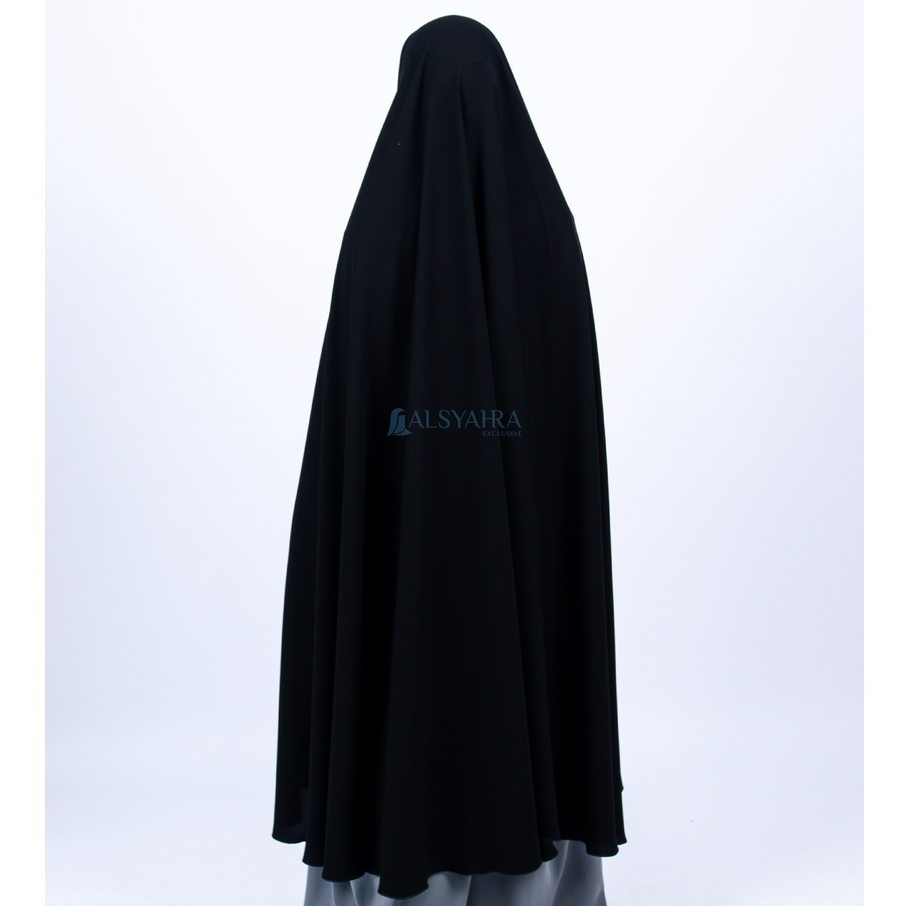 Alsyahra Exclusive - Set Long Khimar Like Mukena Haramain Niqab Bandana Jetblack