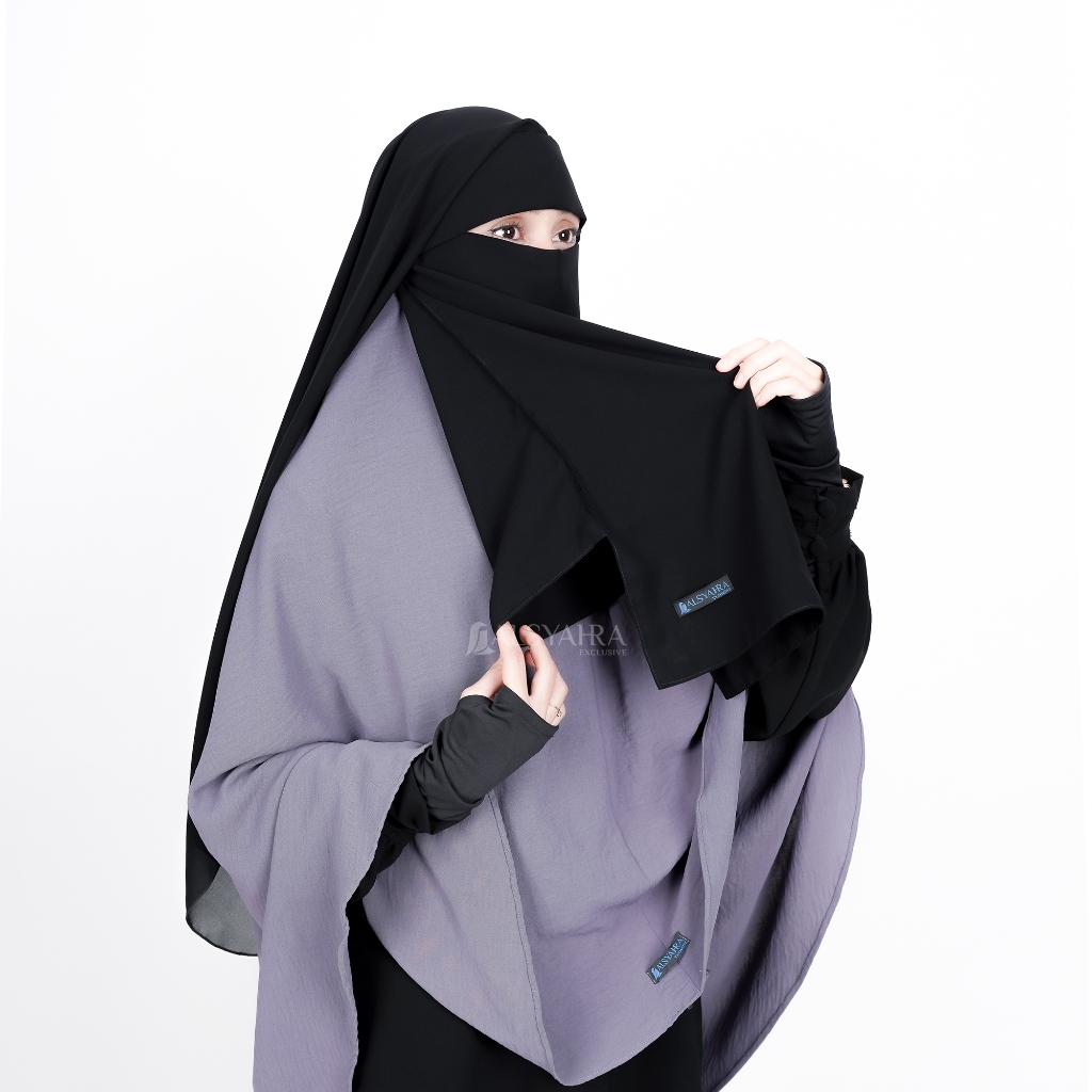 Alsyahra Exclusive - Niqab Eat Yaman Poni Himayah Sifon Silk Jetblack Makan Minum Friendly