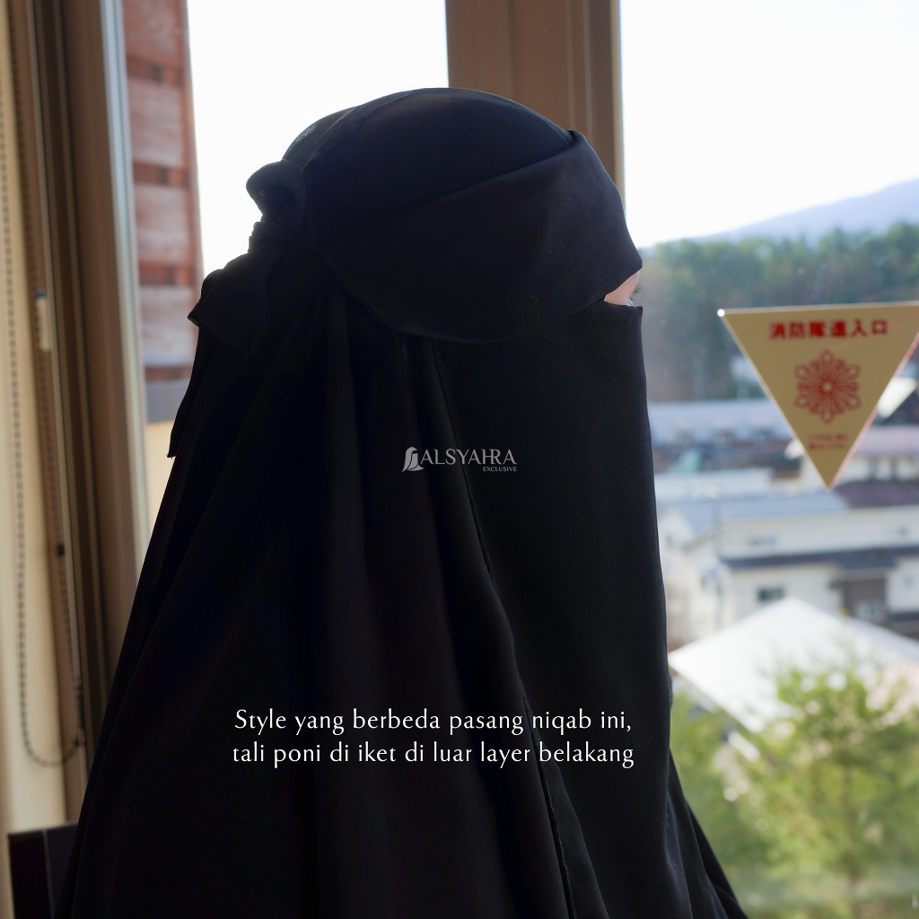 Alsyahra Exclusive - Niqab Eat Yaman Poni Himayah Sifon Silk Jetblack Makan Minum Friendly