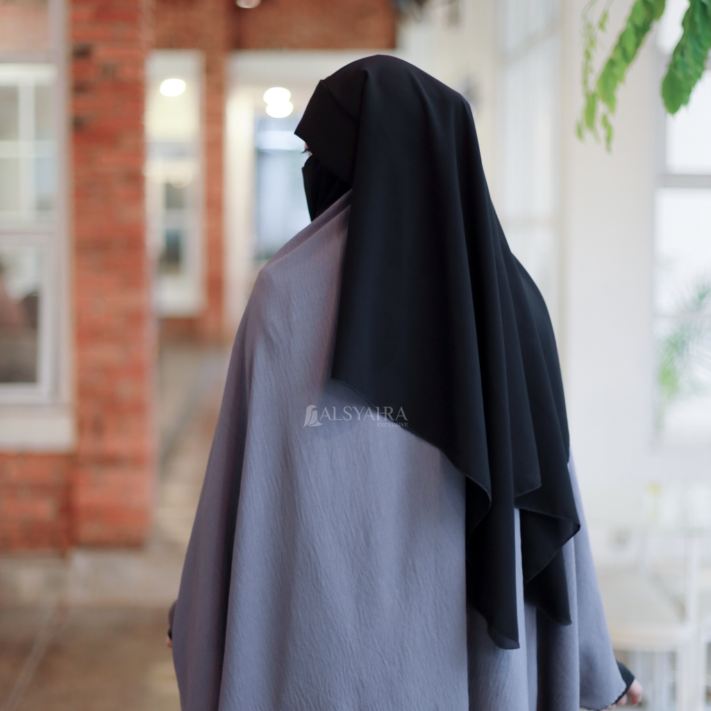 Alsyahra Exclusive - Niqab Eat Yaman Poni Himayah Sifon Silk Jetblack Makan Minum Friendly