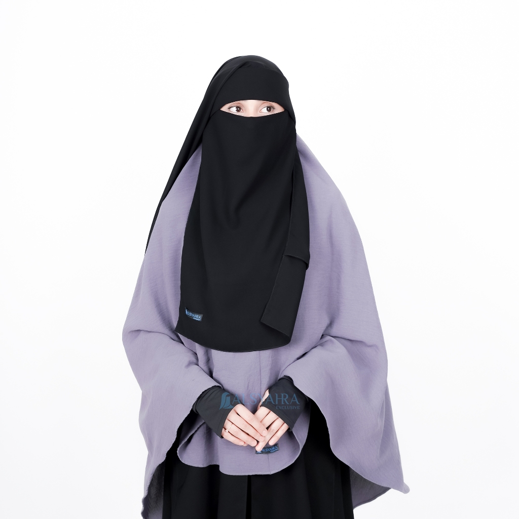 Alsyahra Exclusive - Niqab Eat Yaman Poni Himayah Sifon Silk Jetblack Makan Minum Friendly