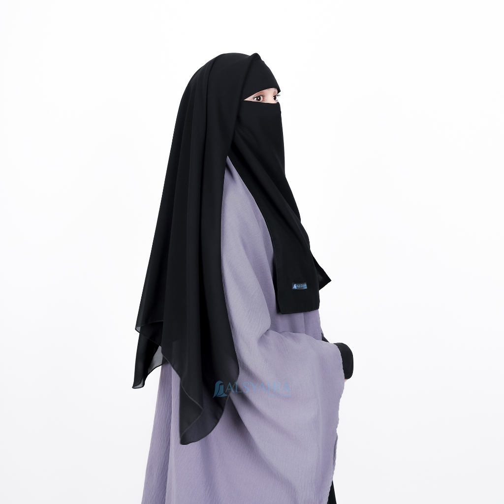 Alsyahra Exclusive - Niqab Eat Yaman Poni Himayah Sifon Silk Jetblack Makan Minum Friendly