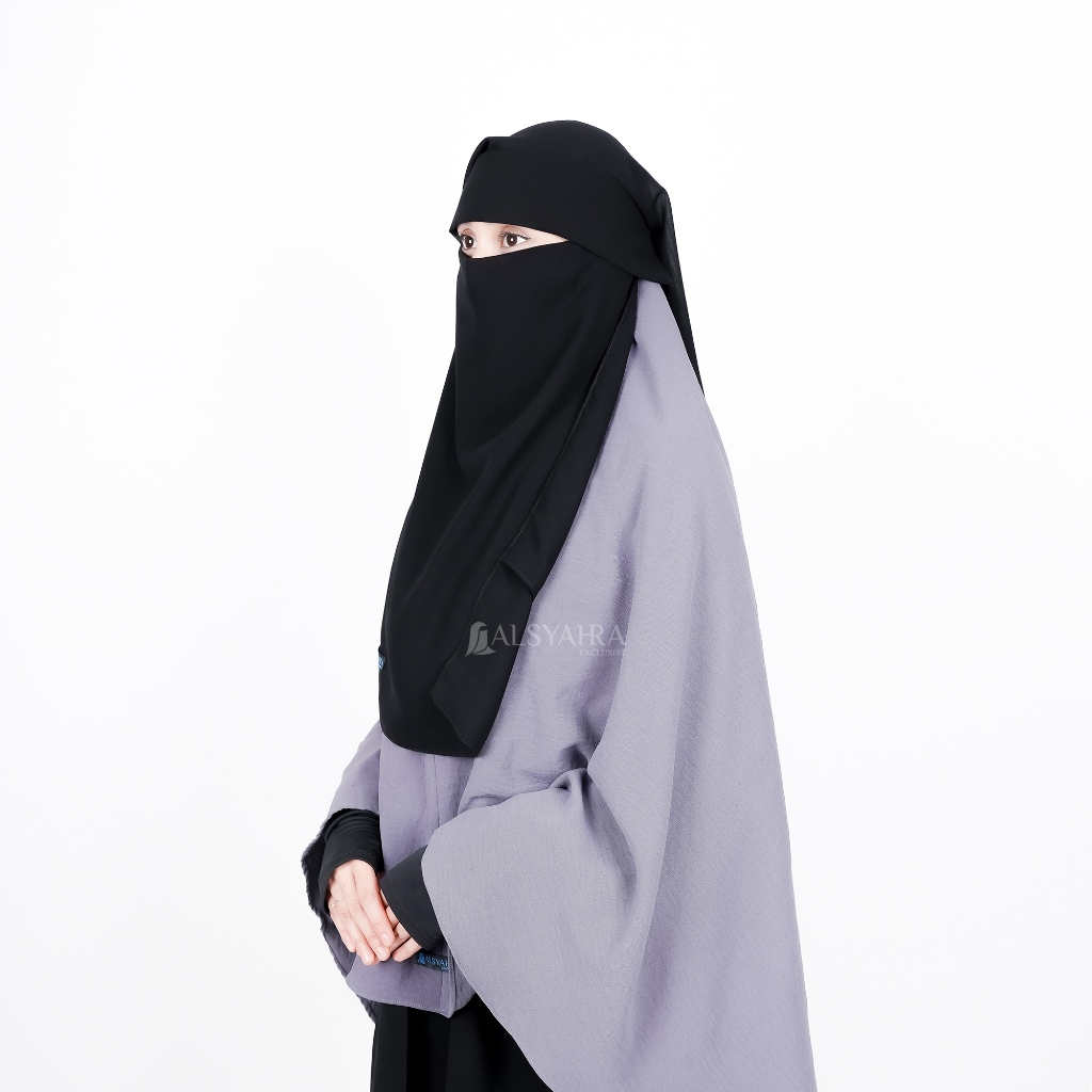 Alsyahra Exclusive - Niqab Eat Yaman Poni Himayah Sifon Silk Jetblack Makan Minum Friendly