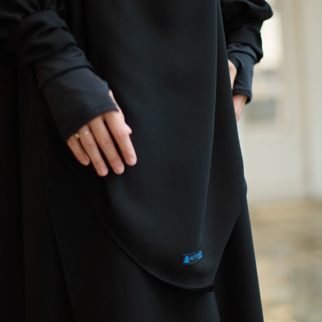 Alsyahra Exclusive - Khiban French Khimar Lancip V Ayumi Soft Jetblack