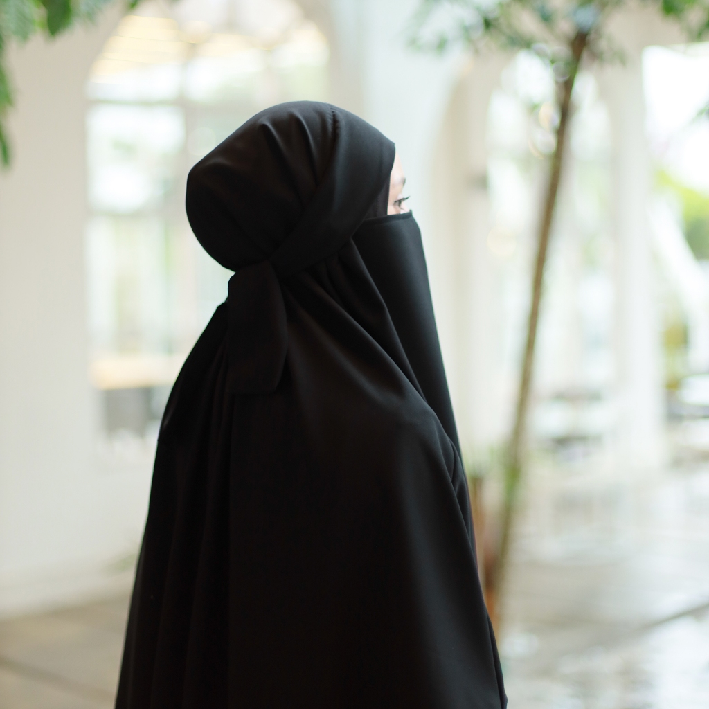 Alsyahra Exclusive - Khiban French Khimar Lancip V Ayumi Soft Jetblack
