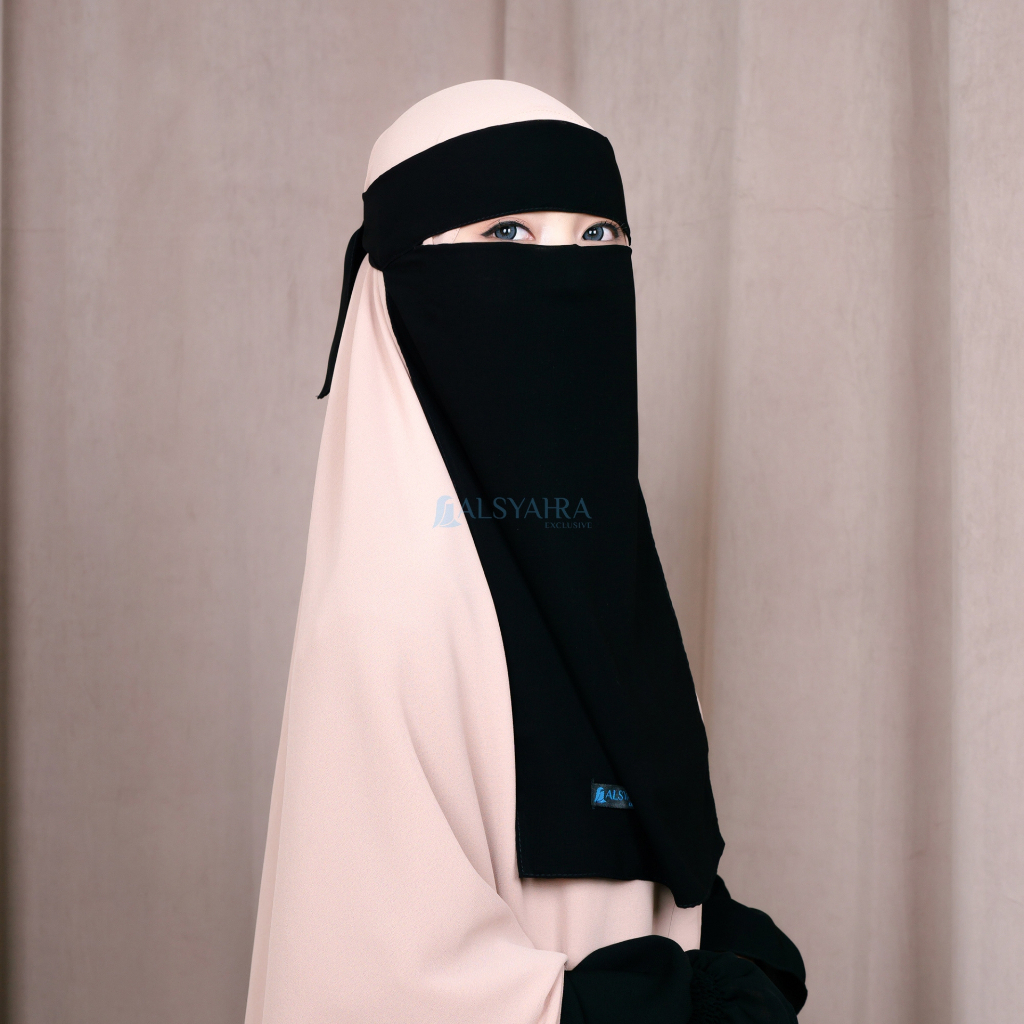 PAKET HEMAT 2pcs Niqab Bandana Sifon Silk Jetblack Arab Alsyahra Exclusive