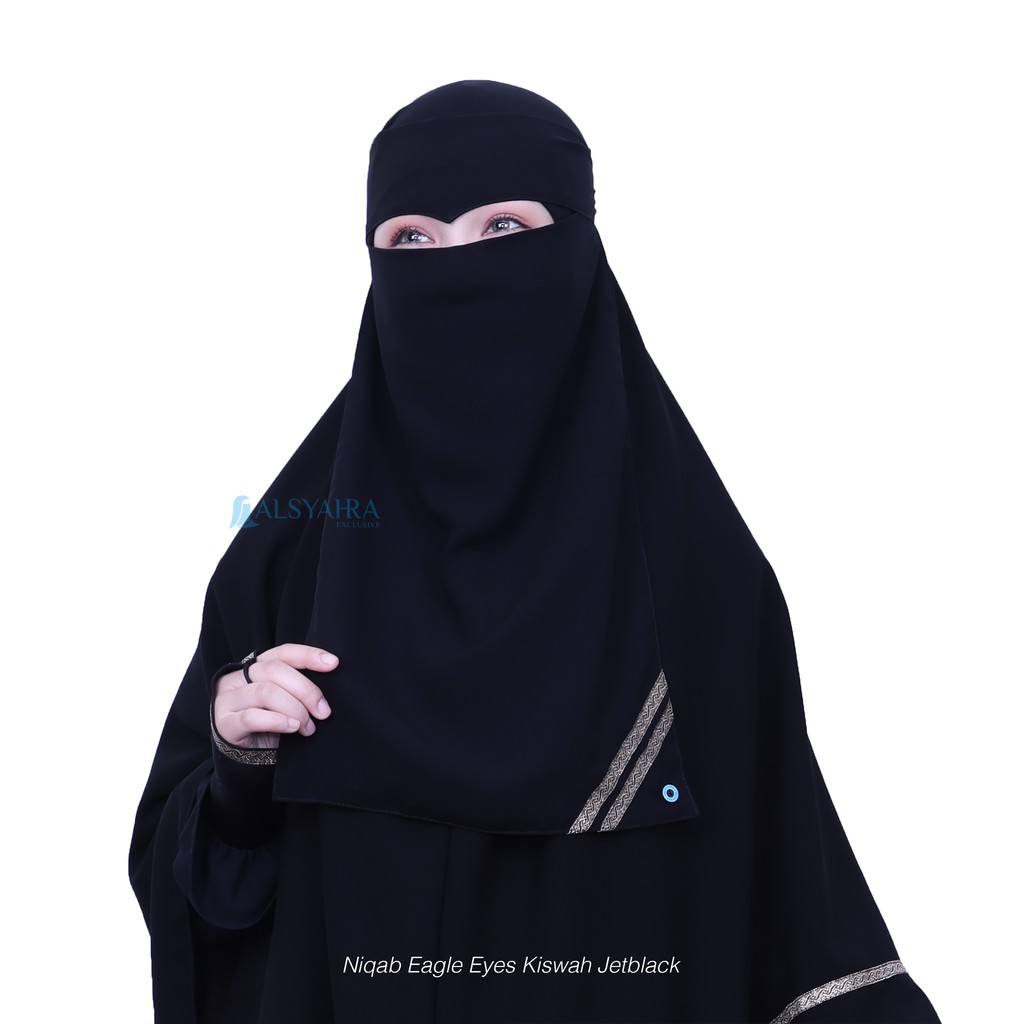 Alsyahra Exclusive - Niqab Eagle Eye Kiswah Sifon Silk Jetblack Arab