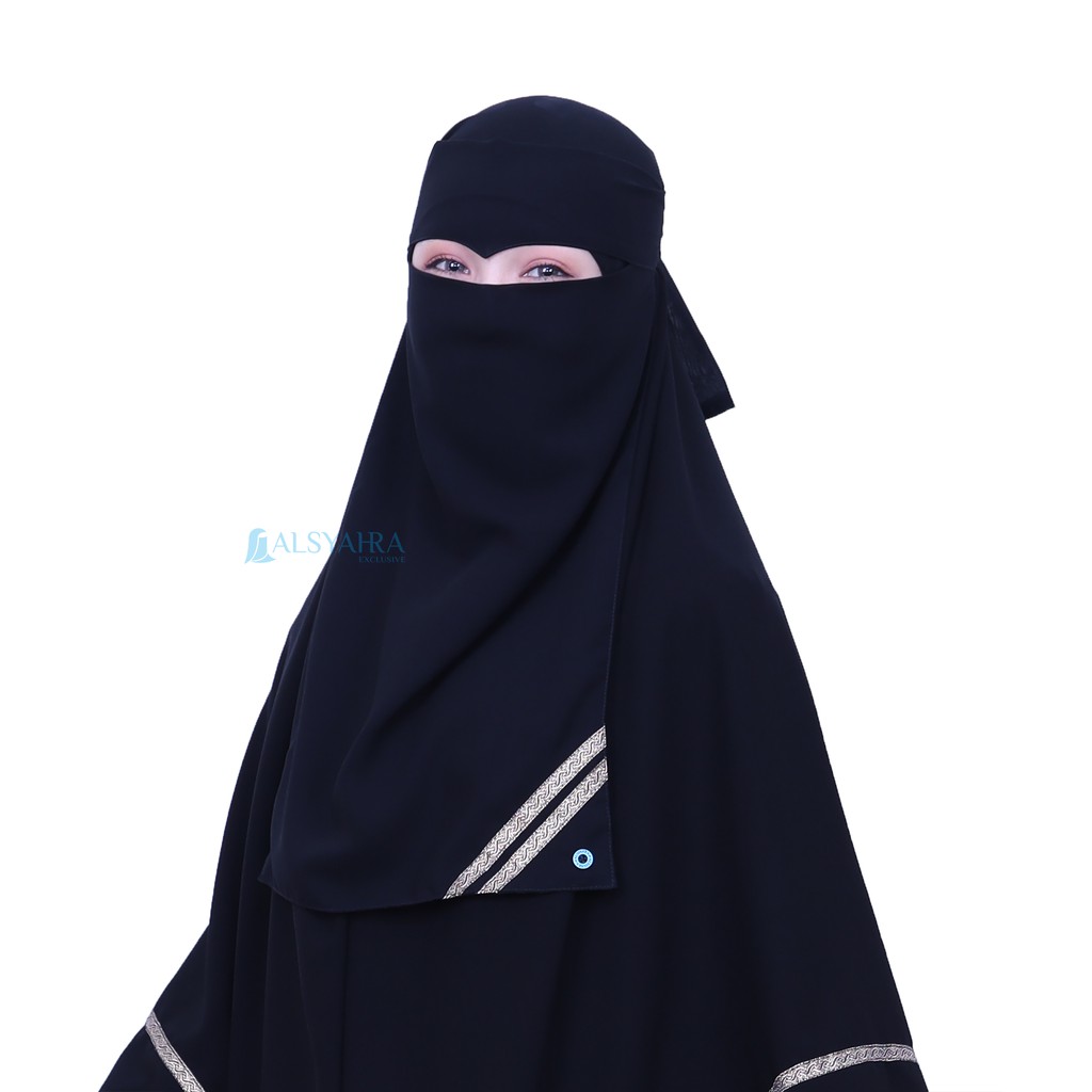 Alsyahra Exclusive - Niqab Eagle Eye Kiswah Sifon Silk Jetblack Arab