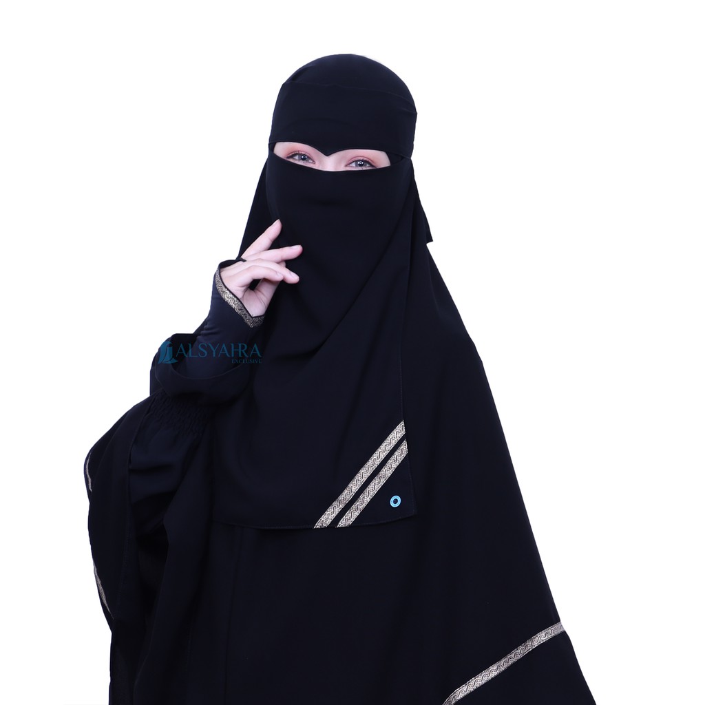 Alsyahra Exclusive - Niqab Eagle Eye Kiswah Sifon Silk Jetblack Arab