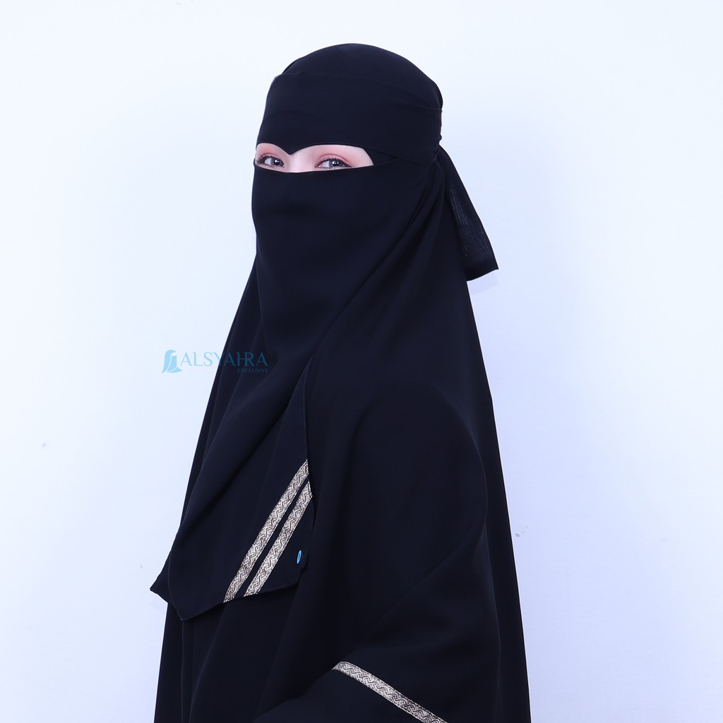Alsyahra Exclusive - Niqab Eagle Eye Kiswah Sifon Silk Jetblack Arab