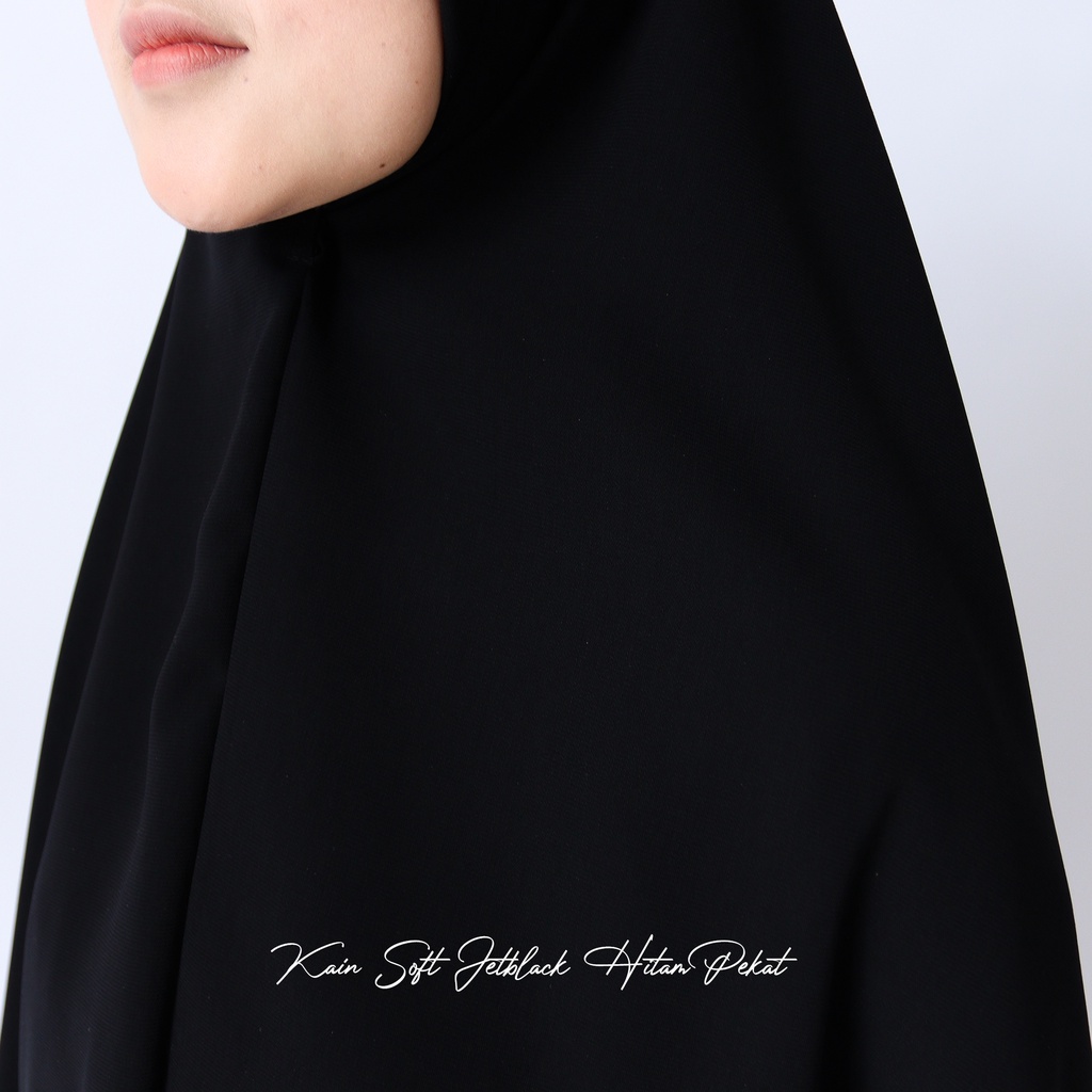 Alsyahra Exclusive - Set Khimar Syari Marwah Non Pad Niqab Bandana Jetblack Size XL