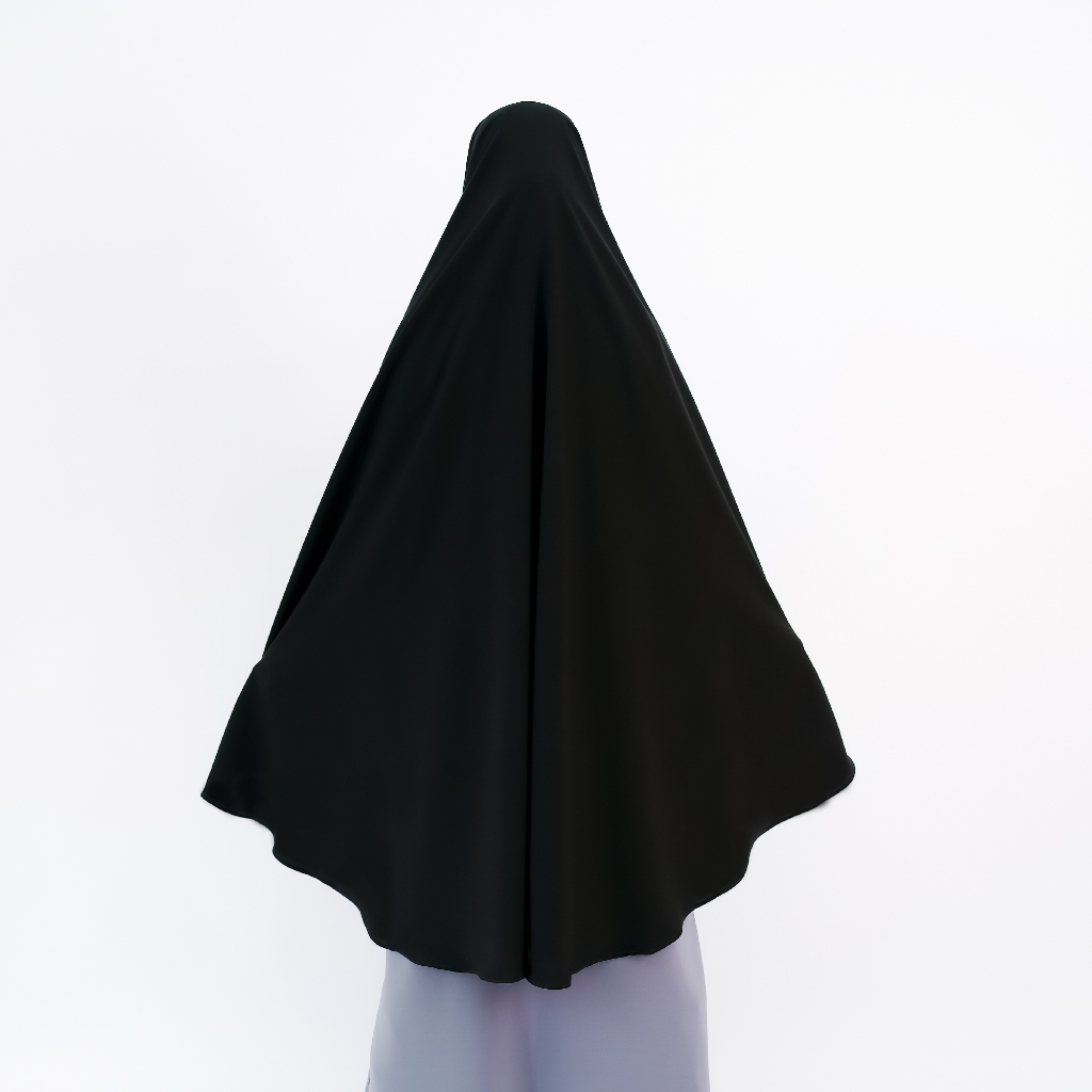 Alsyahra Exclusive - Set Khimar Syari Marwah Non Pad Niqab Bandana Jetblack Size XL
