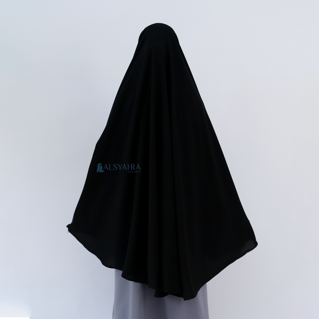 Alsyahra Exclusive - Set Khimar Syari Handzipper Cadar Tali Jetblack Size XL