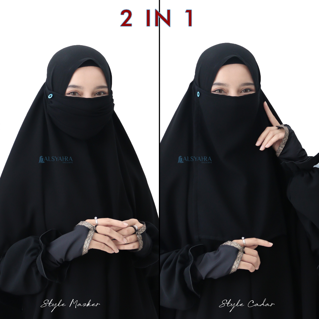 Alsyahra Exclusive - Masdar Masker Cadar Raudhah Multifungsi Soft Jetblack