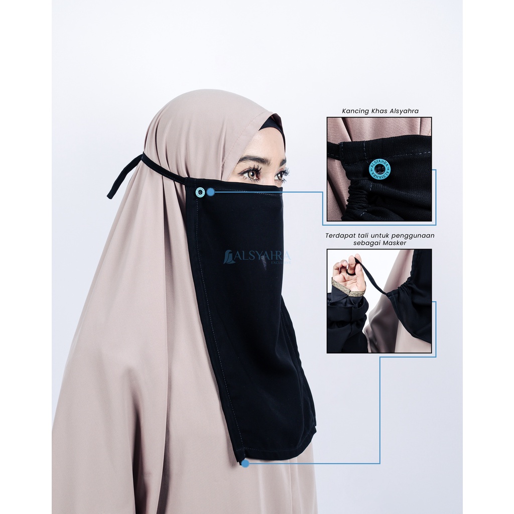 Alsyahra Exclusive - Masdar Masker Cadar Raudhah Multifungsi Soft Jetblack
