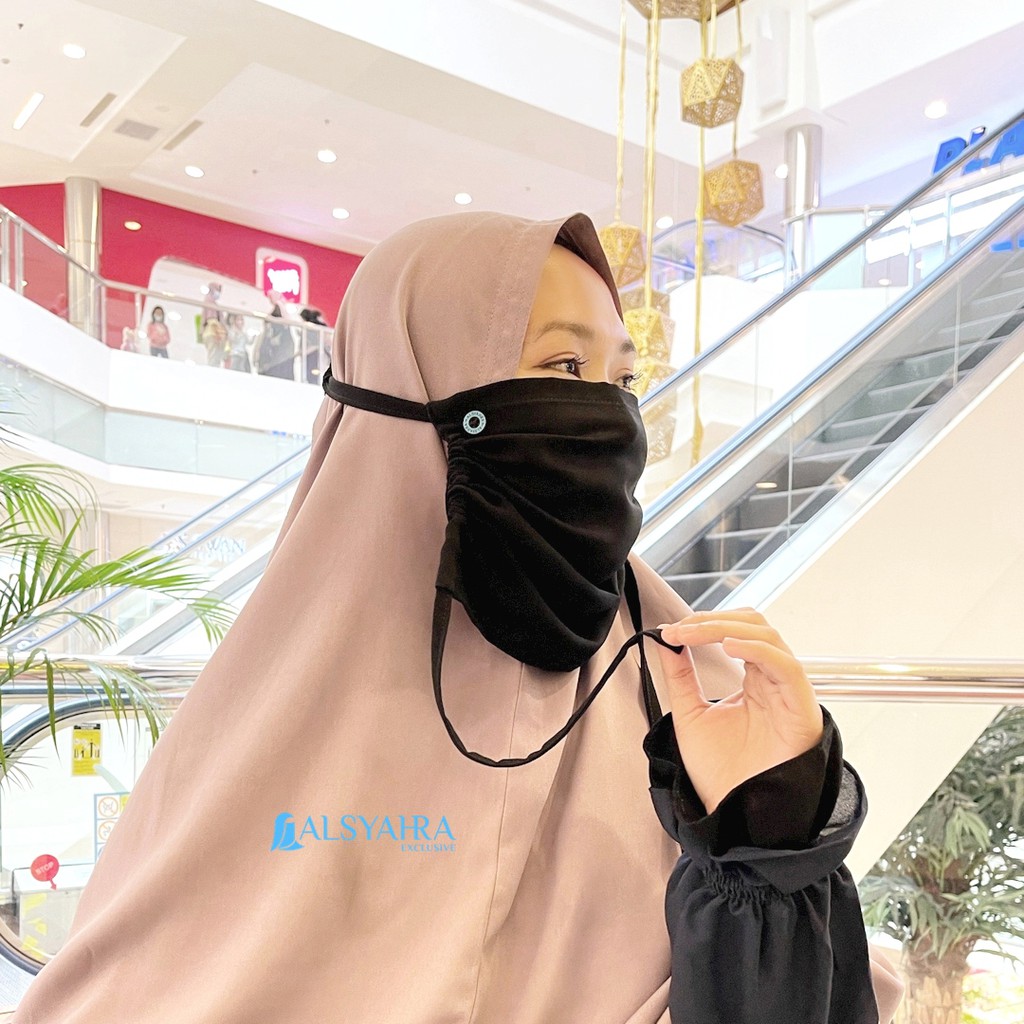 Alsyahra Exclusive - Masdar Masker Cadar Raudhah Multifungsi Soft Jetblack