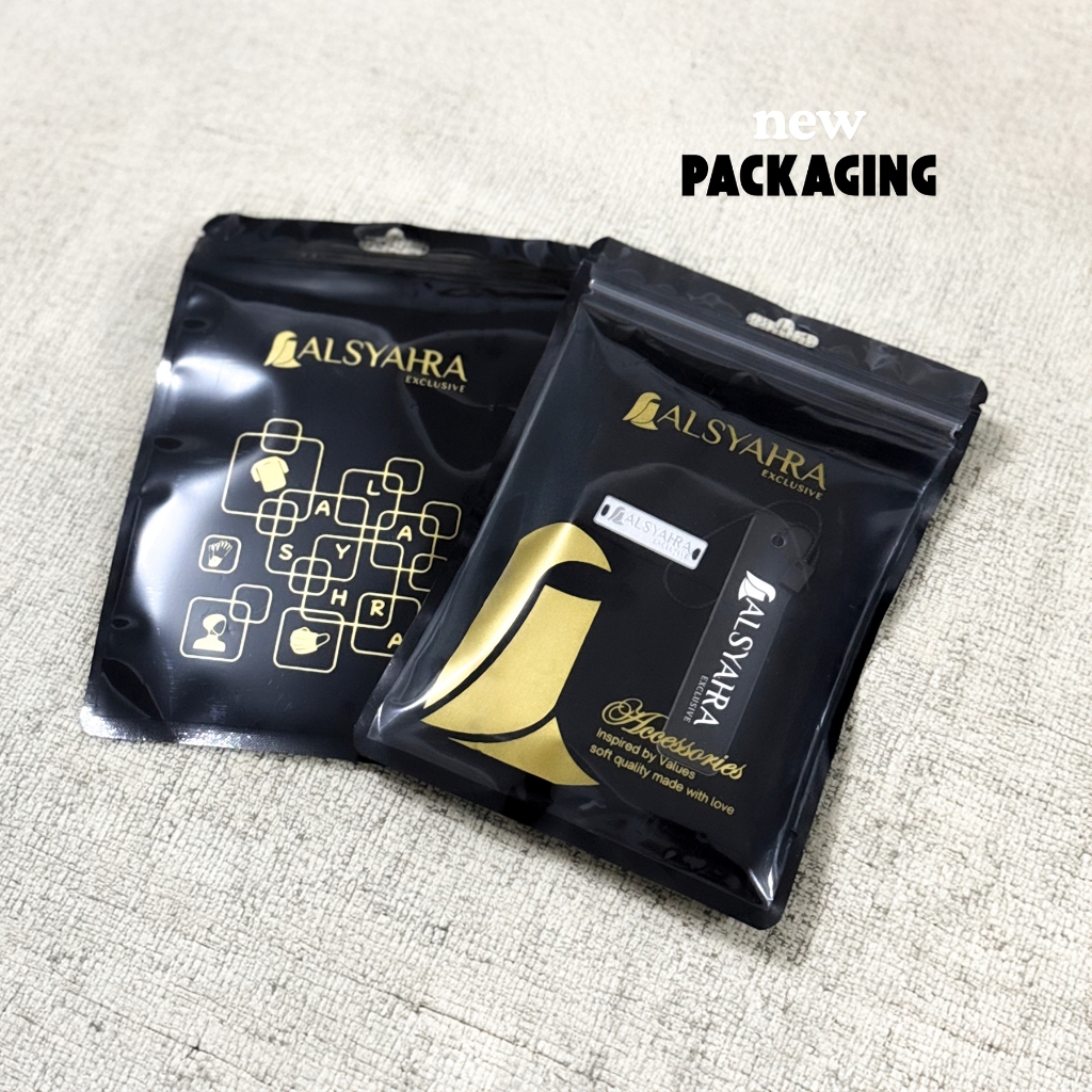 Alsyahra Exclusive - Niqab Poni Pulldown Sifon Silk Jetblack Arab