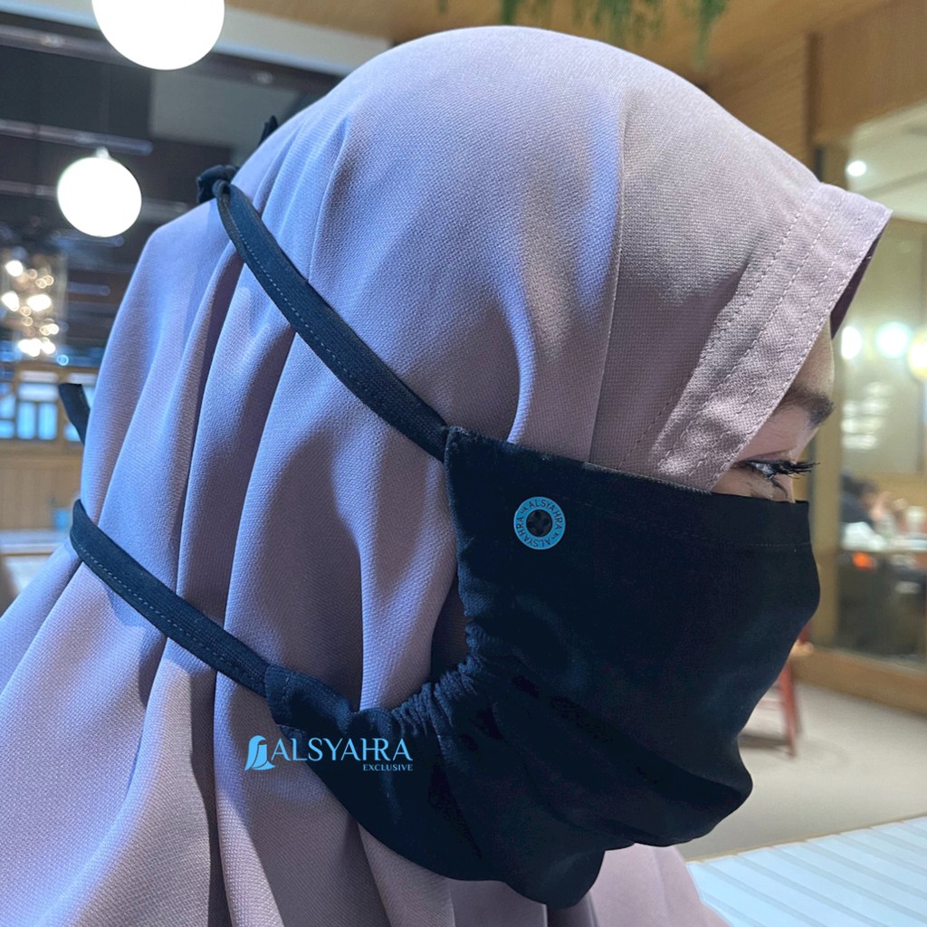 Alsyahra Exclusive - Masdar Masker Cadar Raudhah Multifungsi Soft Jetblack