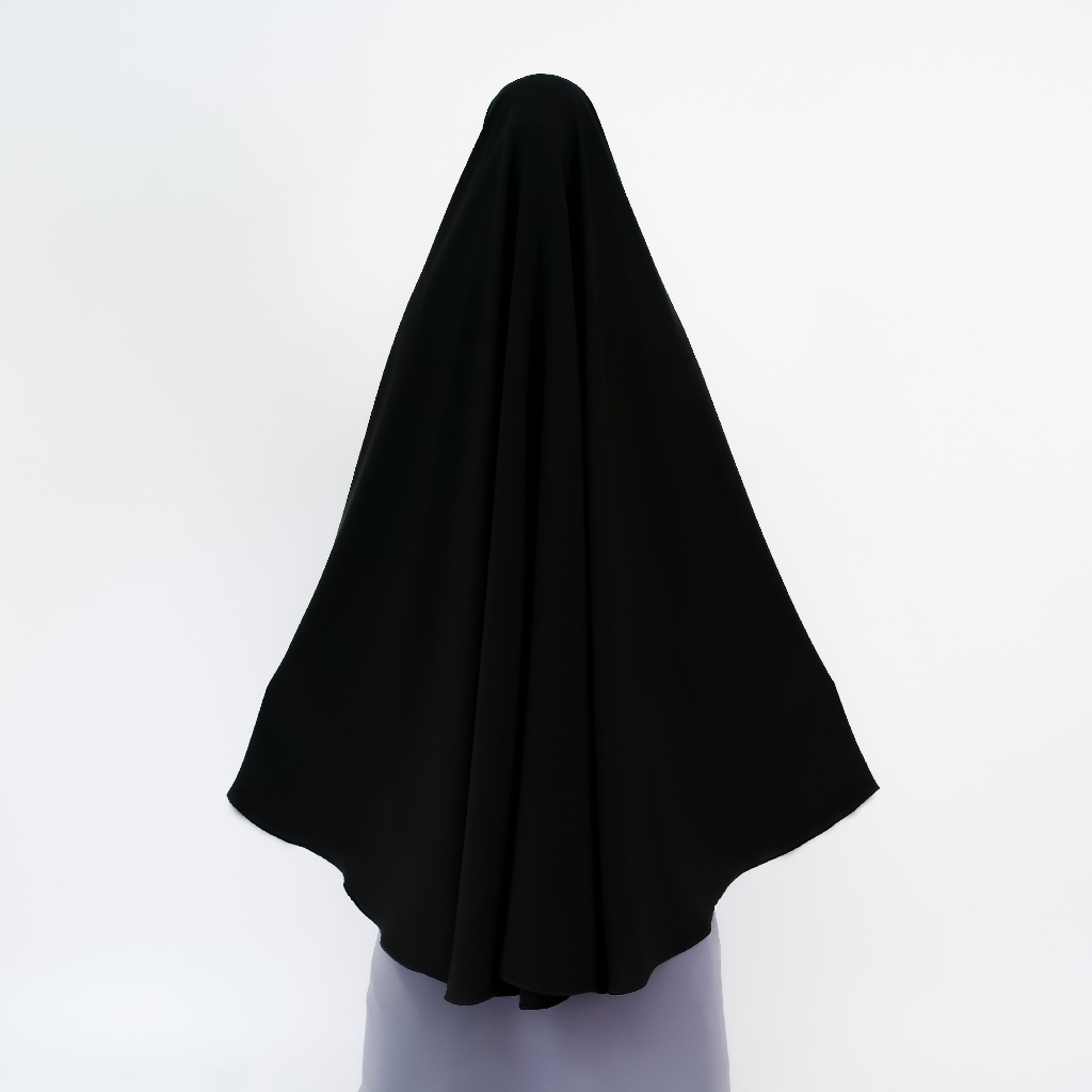 Alsyahra Exclusive - Set Khimar Syari Marwah Non Pad Niqab Bandana Jetblack Size XXL