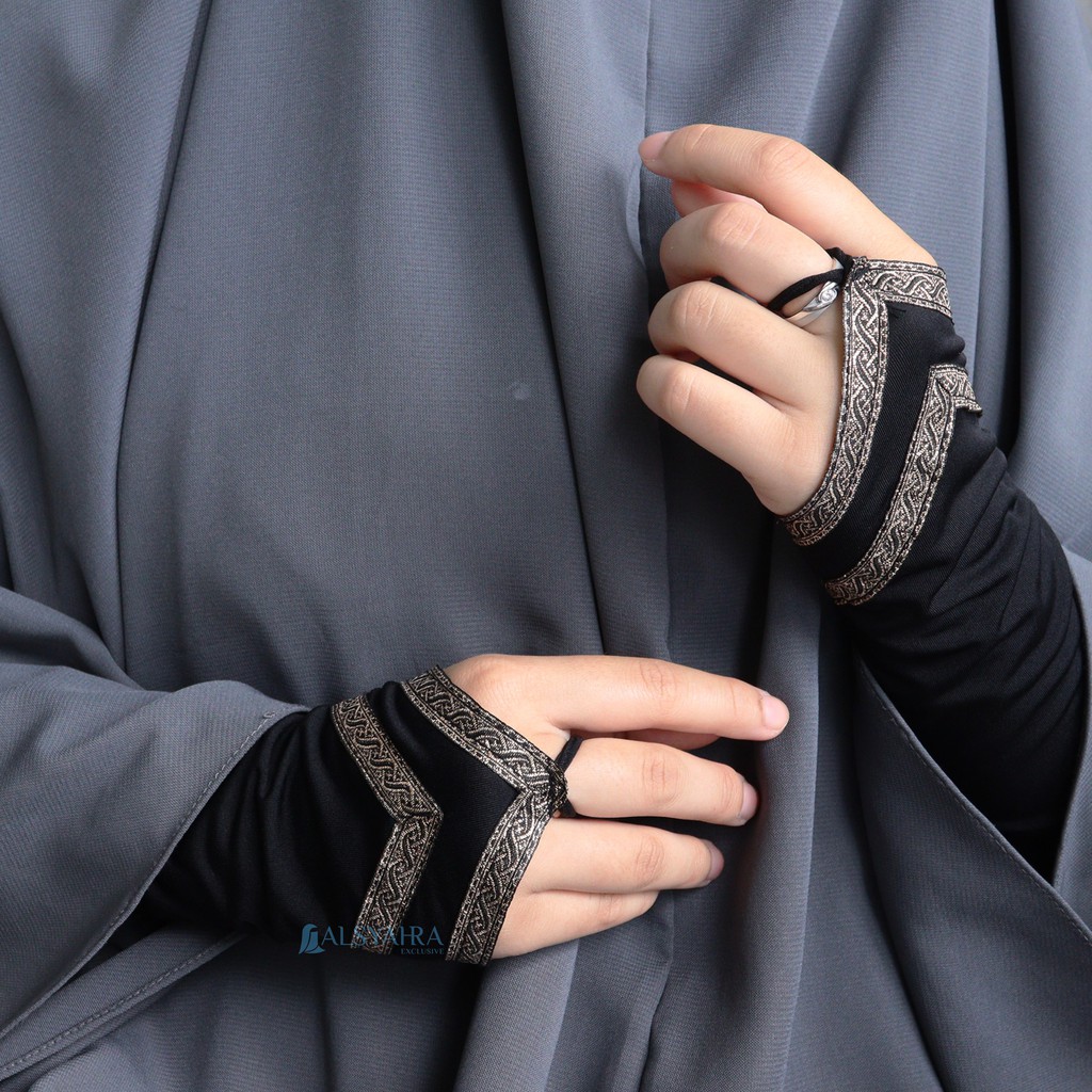 Alsyahra Exclusive - Handsock Cincin Manset Ring Motif Kiswah Duo Double Stripe